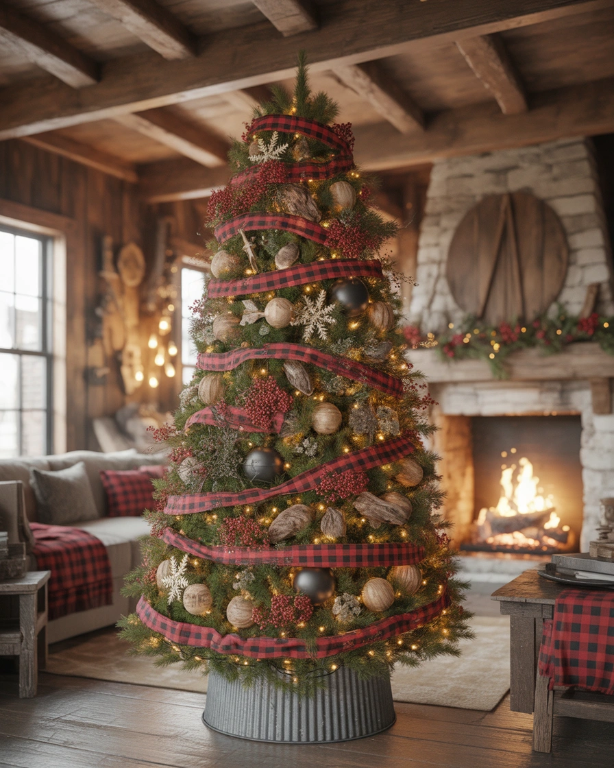 Buffalo Plaid Farmhouse Christmas Tree