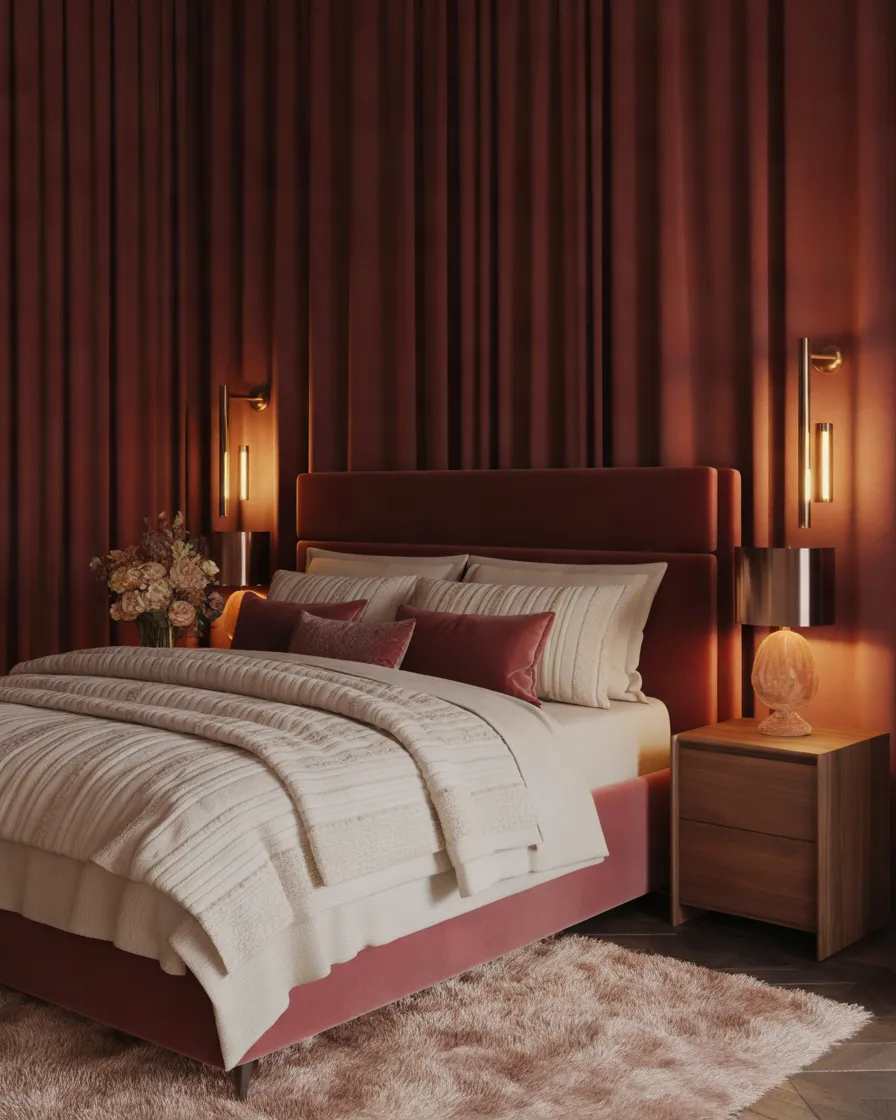 Build-a-Romantic-Burgundy-Bedroom-With-Soft-Lighting