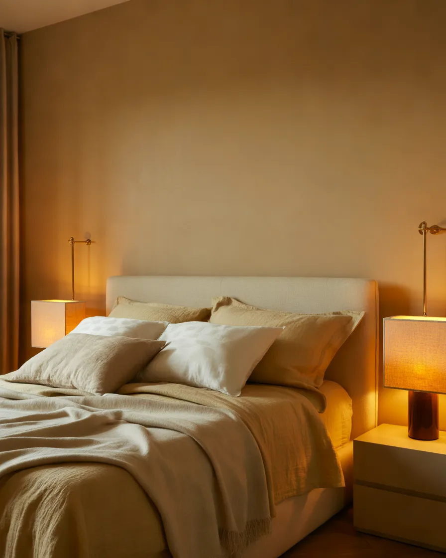 Choose-Warm-Lighting-to-Enhance-Beige-Bedroom-Decor