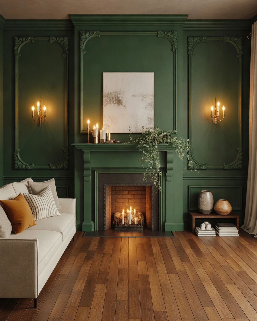 Choose a Bold Color for an Unexpected Fireplace Surround