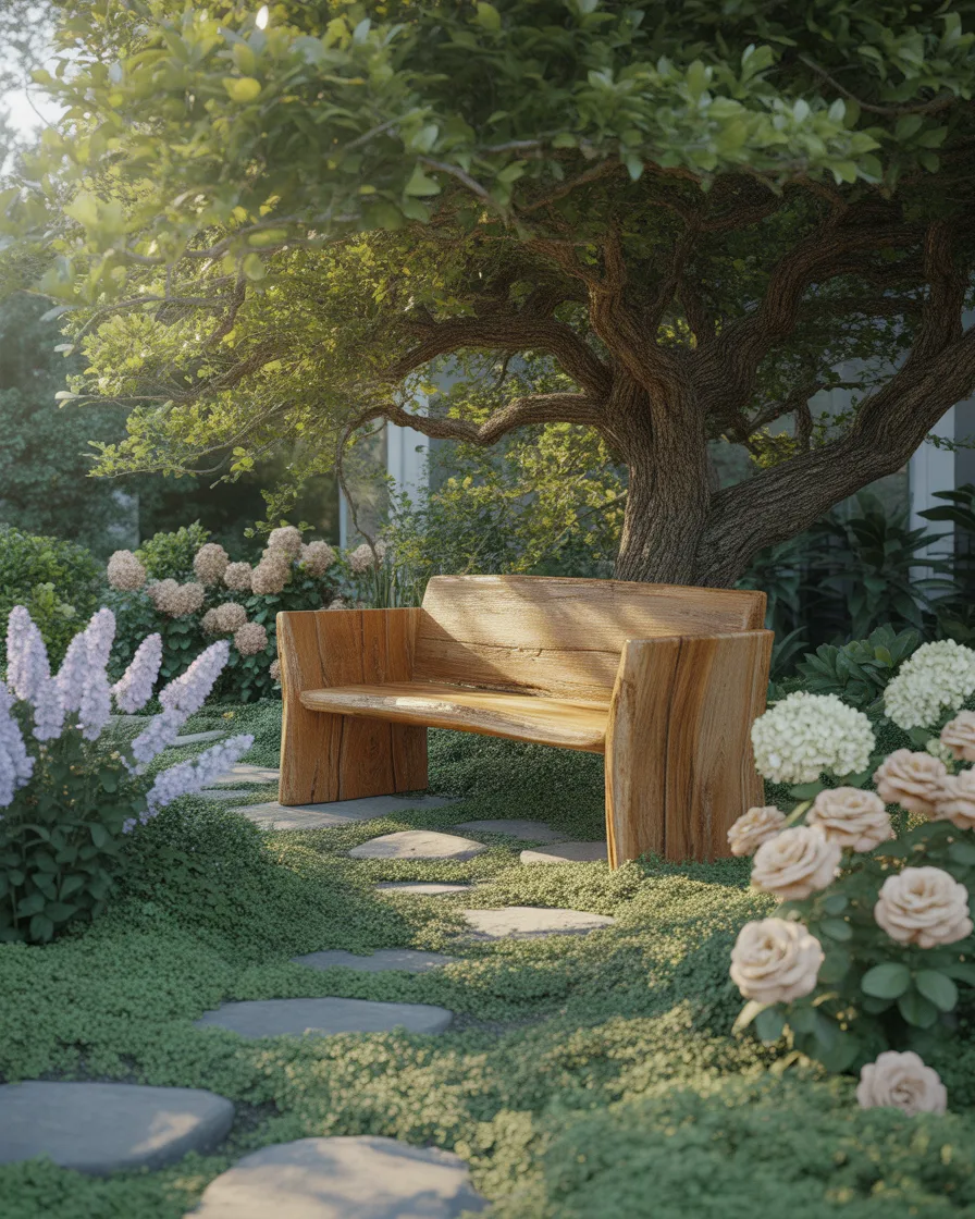 Choose-a-Wooden-Bench-for-a-Simple-Garden-Seating-Spot