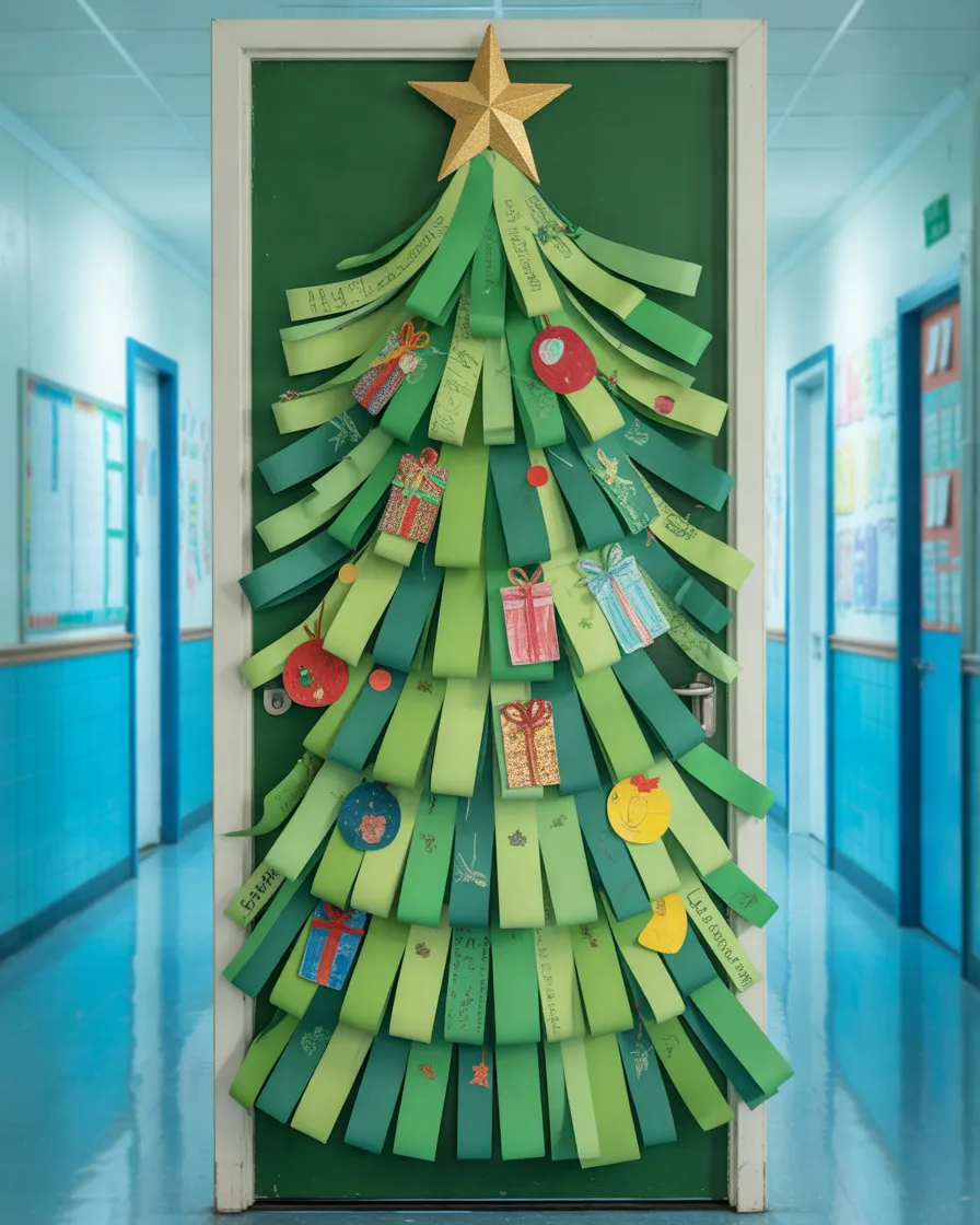 Christmas-Tree-Classroom-Door-With-Student-Ornaments