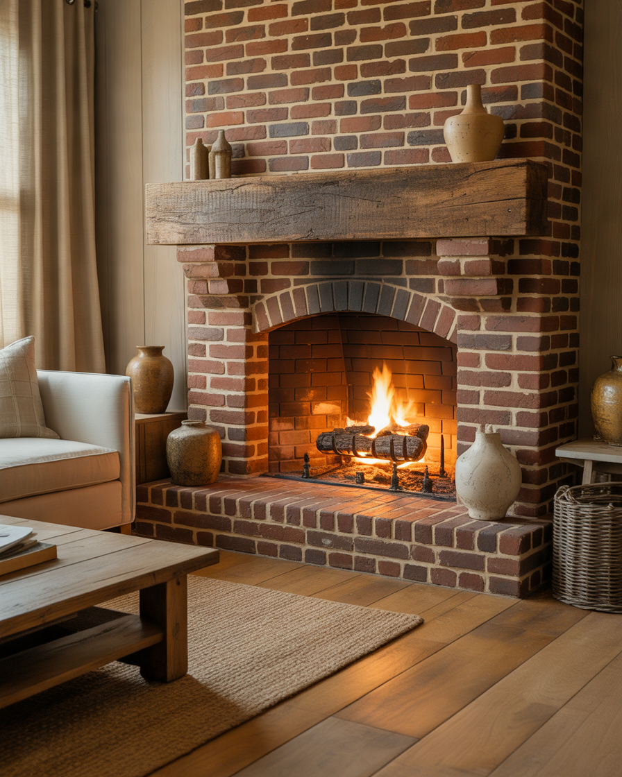 Classic-Red-Brick-Fireplace-for-a-Timeless-Living-Room-Look