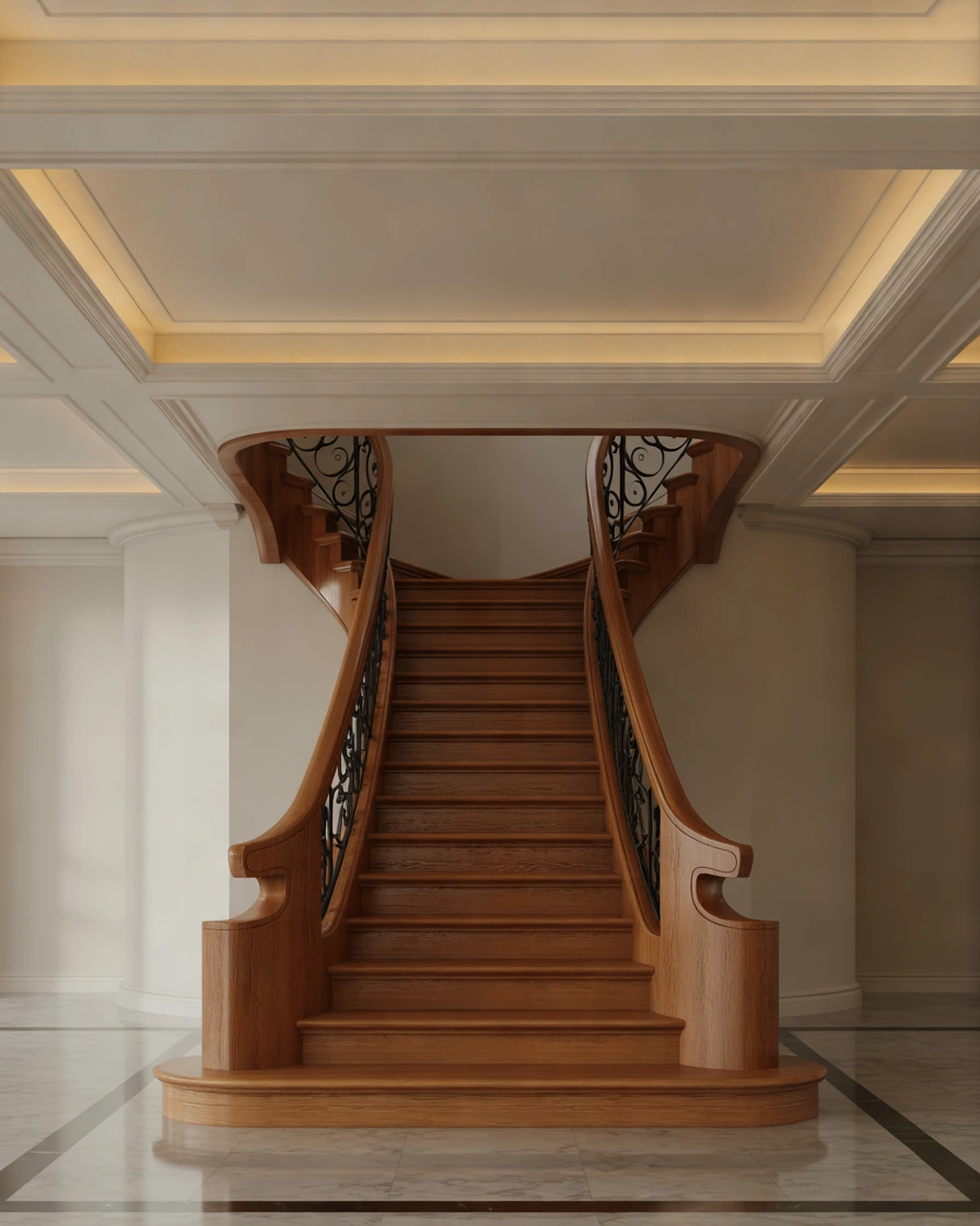 Coffered Stairs Ceiling Design