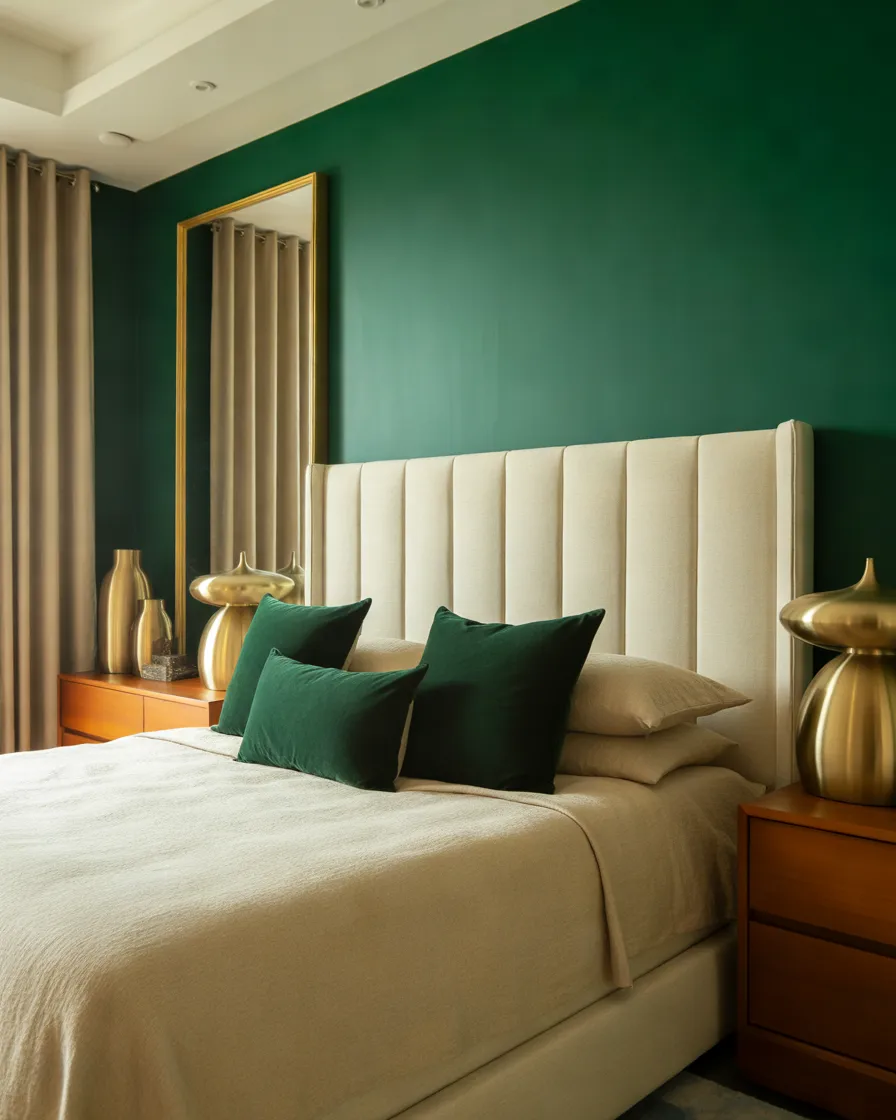 Combine-Gold-with-Dark-Green-for-a-Rich-and-Dramatic-Bedroom