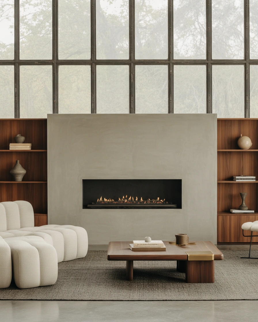 Consider a Concrete Fireplace for an Industrial Modern Style