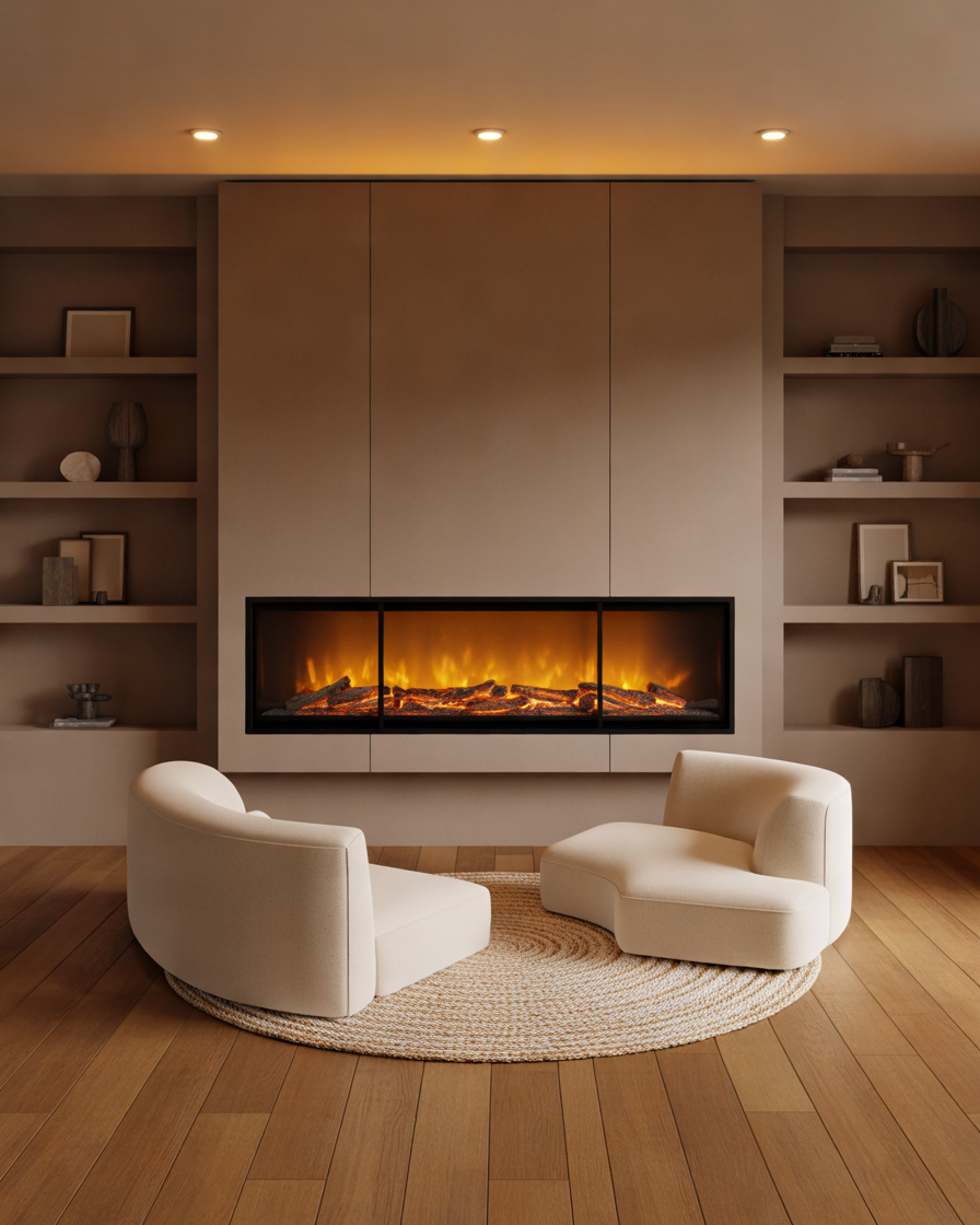 Cozy-Basement-Lounge-with-a-3-Sided-Electric-Fireplace