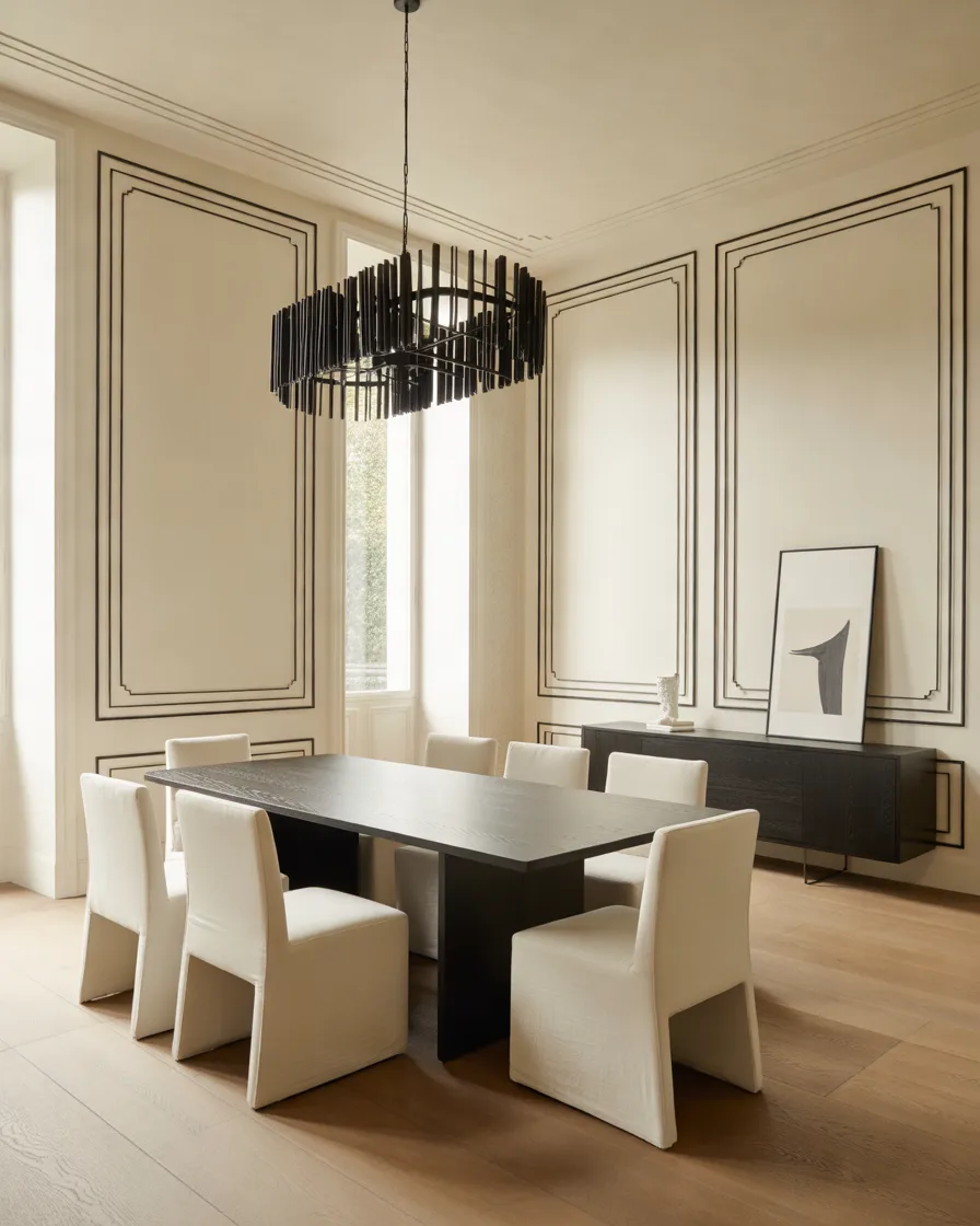 Create-a-Beautiful-Dining-Room-with-White-Walls-and-Black-Molding
