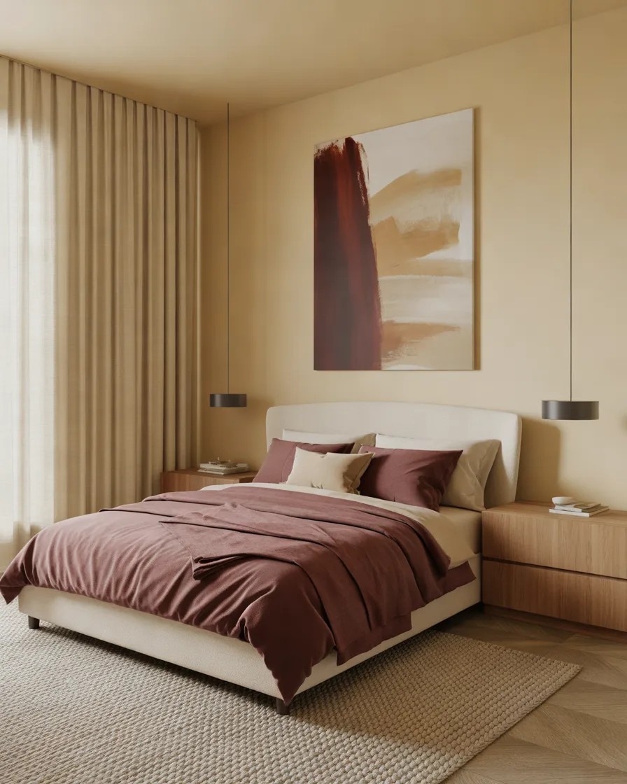 Create-a-Modern-Burgundy-and-Beige-Bedroom
