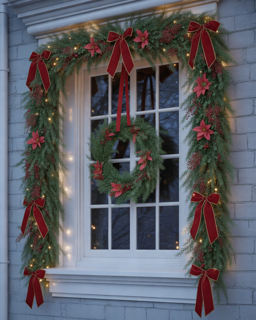 Create a Red and Green Traditional Christmas Window