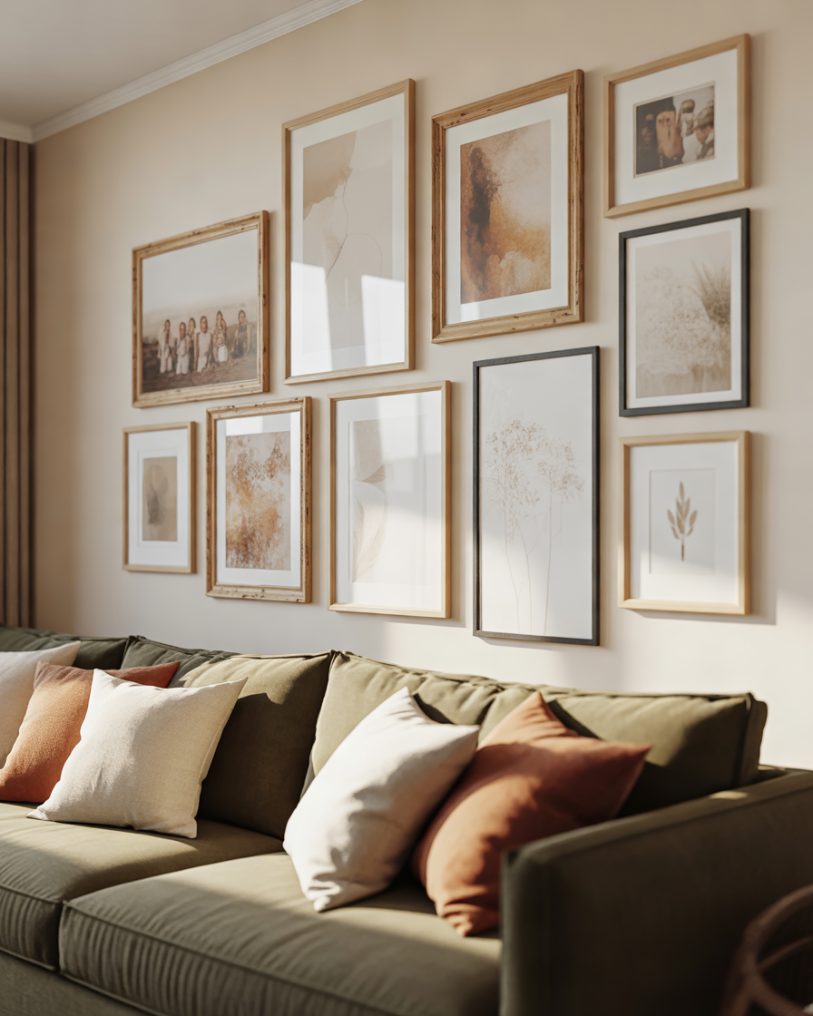 Create-a-Stylish-Gallery-Wall-with-Personal-Artwork-and-Photos