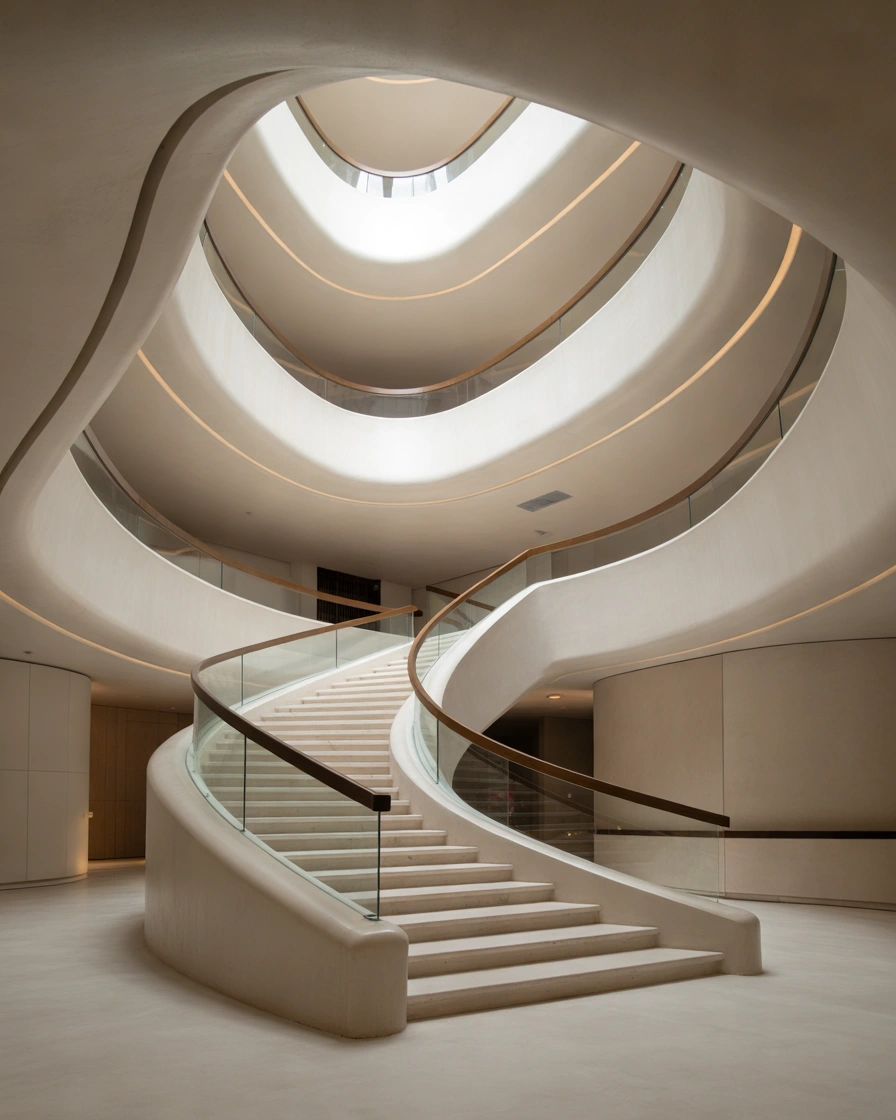 Curved Stairs Ceiling Design