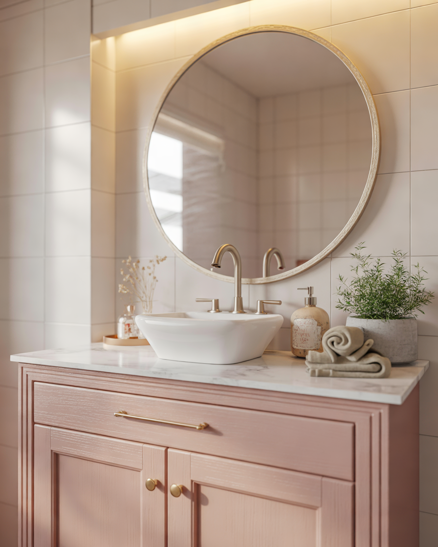 Custom-Painted-Pink-Bathroom-Vanity-for-a-Personalized-Design