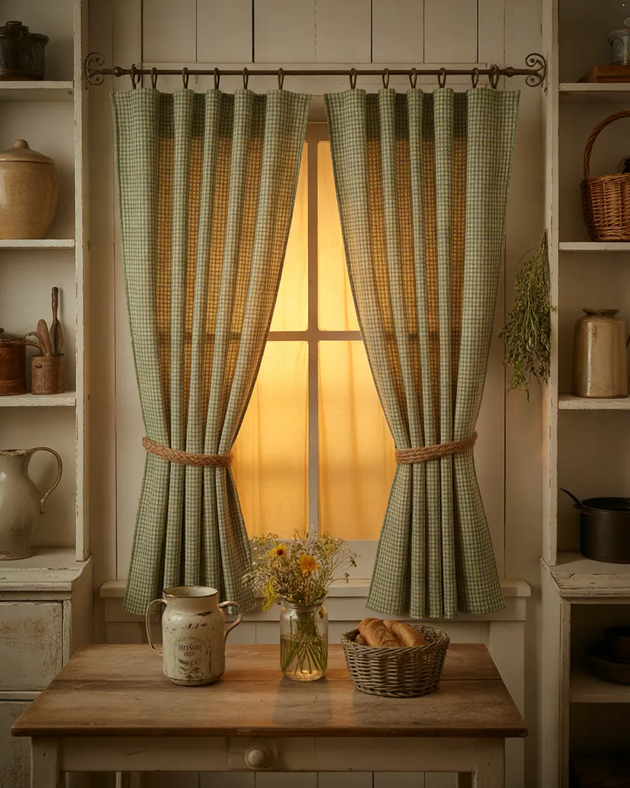 DIY-Farmhouse-Check-Curtains-for-a-Warm-Country-Feel
