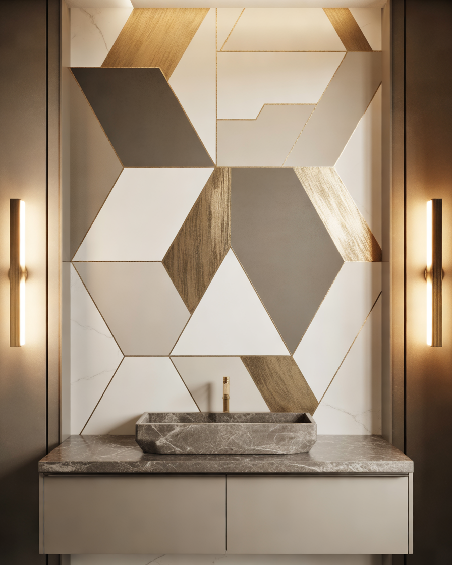 DIY-Geometric-Wall-Art-for-a-Contemporary-Bathroom