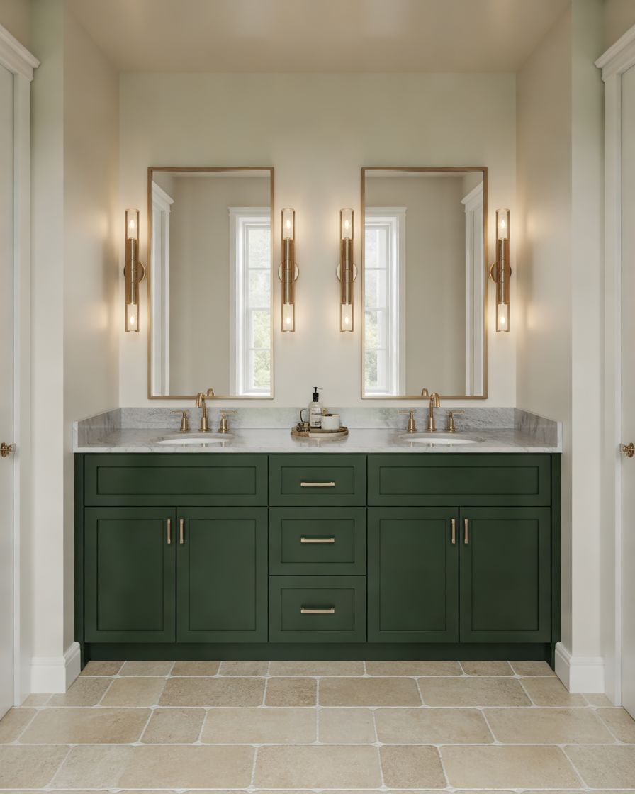 Dark-Forest-Green-Bathroom-Cabinets-for-a-Luxurious-Bathroom
