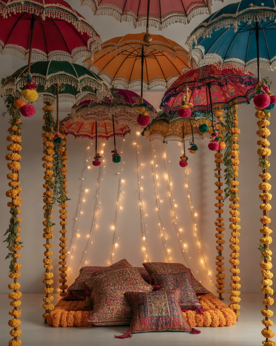Decorate With Traditional Colorful Umbrellas