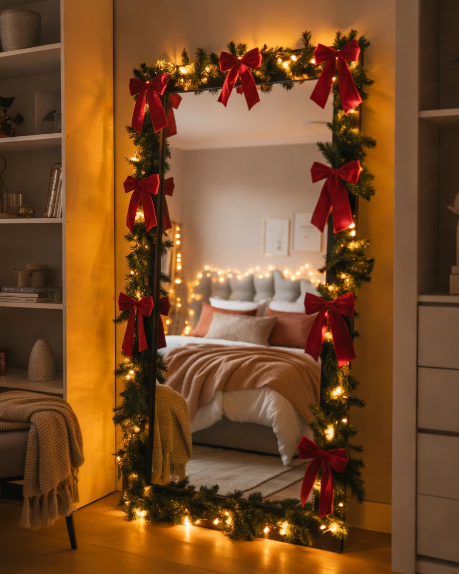 Decorate the Bedroom Mirror for Christmas