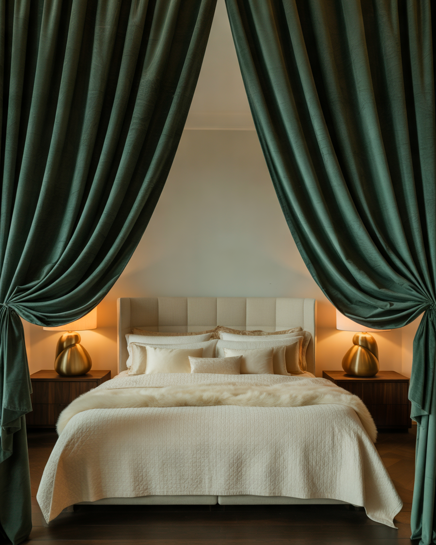 Deep-Emerald-Velvet-Blackout-Curtains-for-a-Luxurious-Bedroom