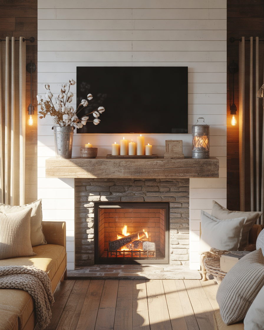 Design-a-Farmhouse-TV-Above-Fireplace-Area