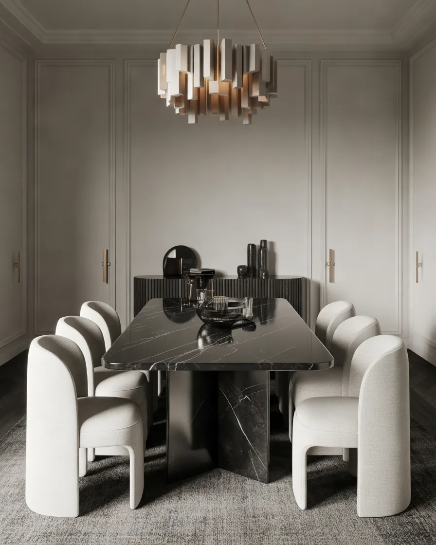 Design-a-Luxurious-Dining-Room-with-Black-Marble-and-White-Accents