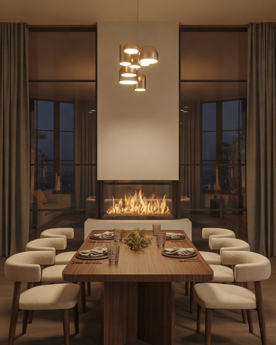 Elegant-Dining-Room-with-a-Three-Sided-Fireplace