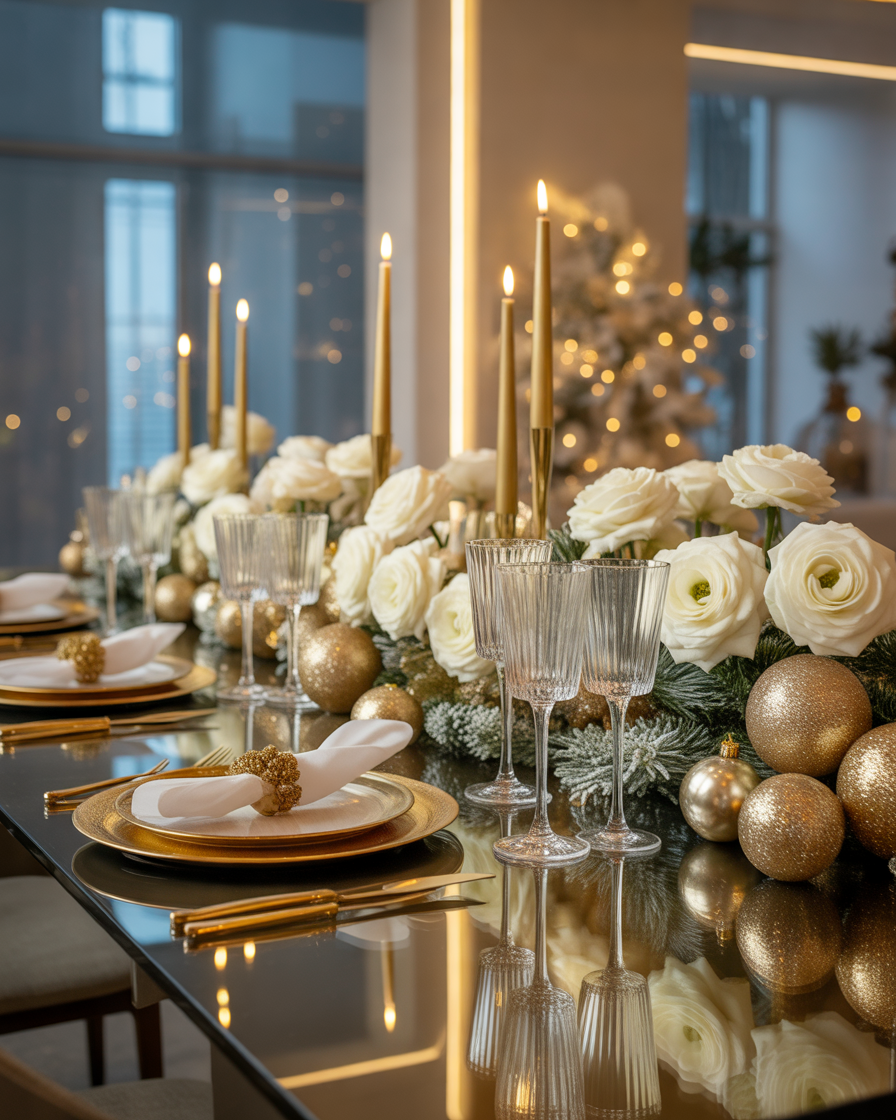 Elegant-Gold-and-White-Christmas-Table-Decoration
