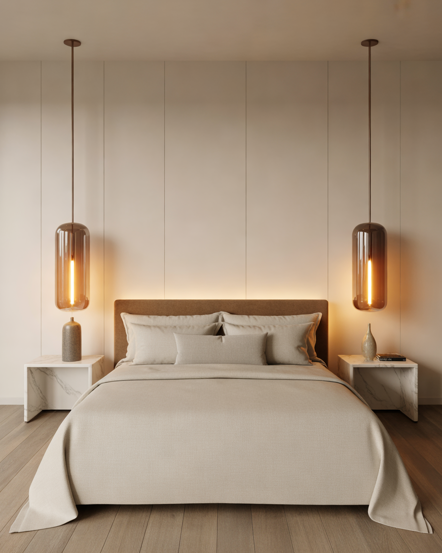 Elegant-Pendant-Lights-Above-Bedside-Tables