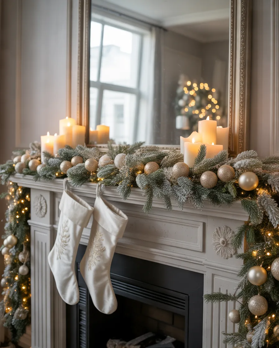 Elegant-White-and-Gold-Christmas-Mantel