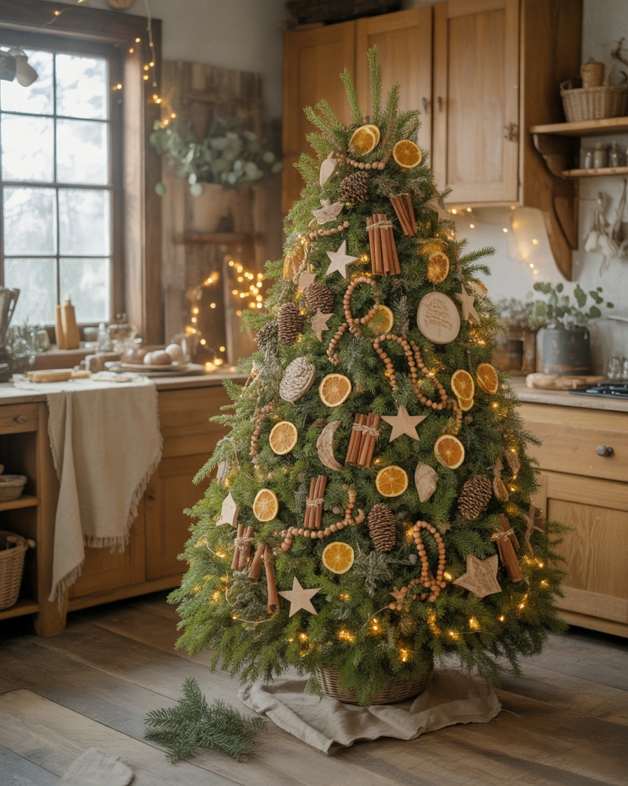 Farmhouse Christmas Tree With Dried Oranges
