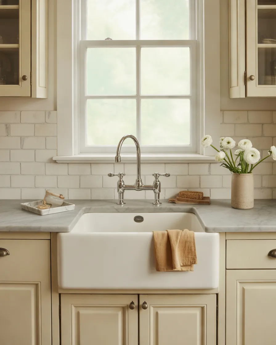 Farmhouse-Sink-with-Marble-Countertops