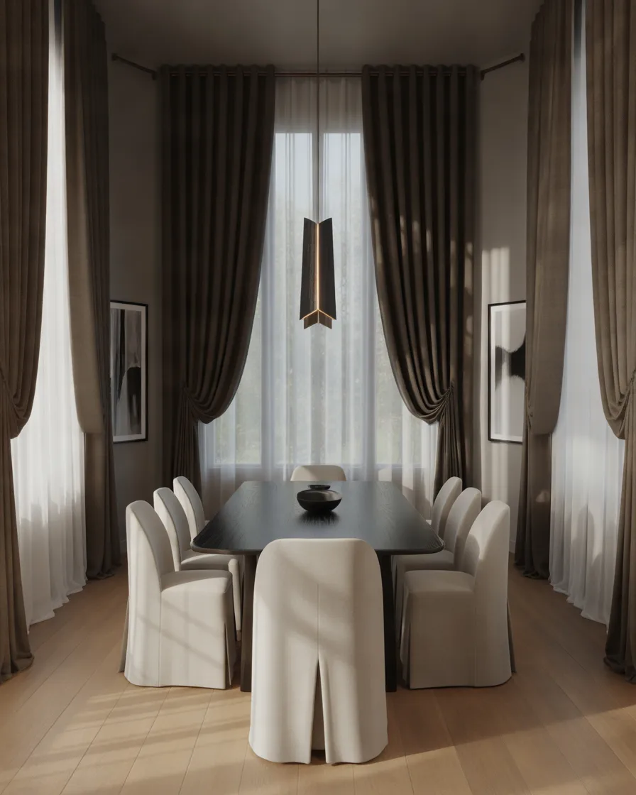 Finish-the-Room-with-Black-Curtains-and-White-Sheer-Panels