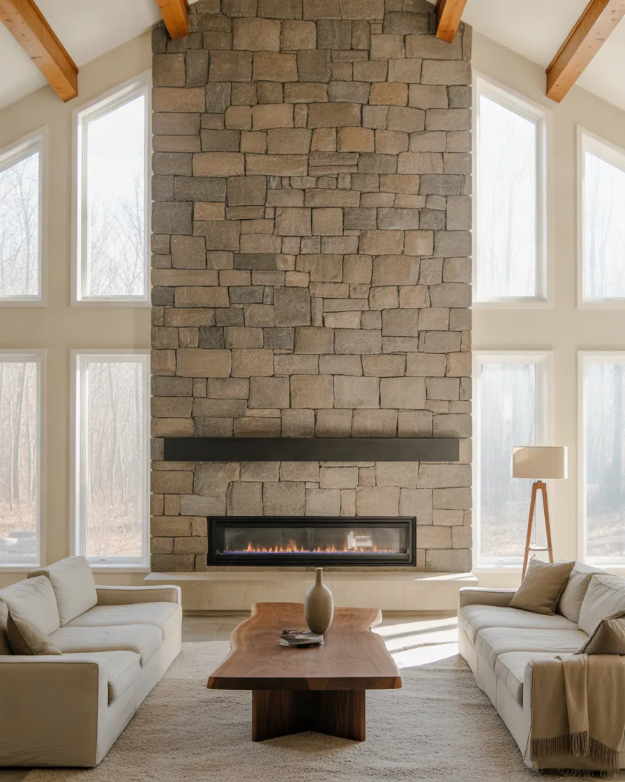 Floor-to-Ceiling-Stone-Fireplace-for-a-Dramatic-Focal-Point