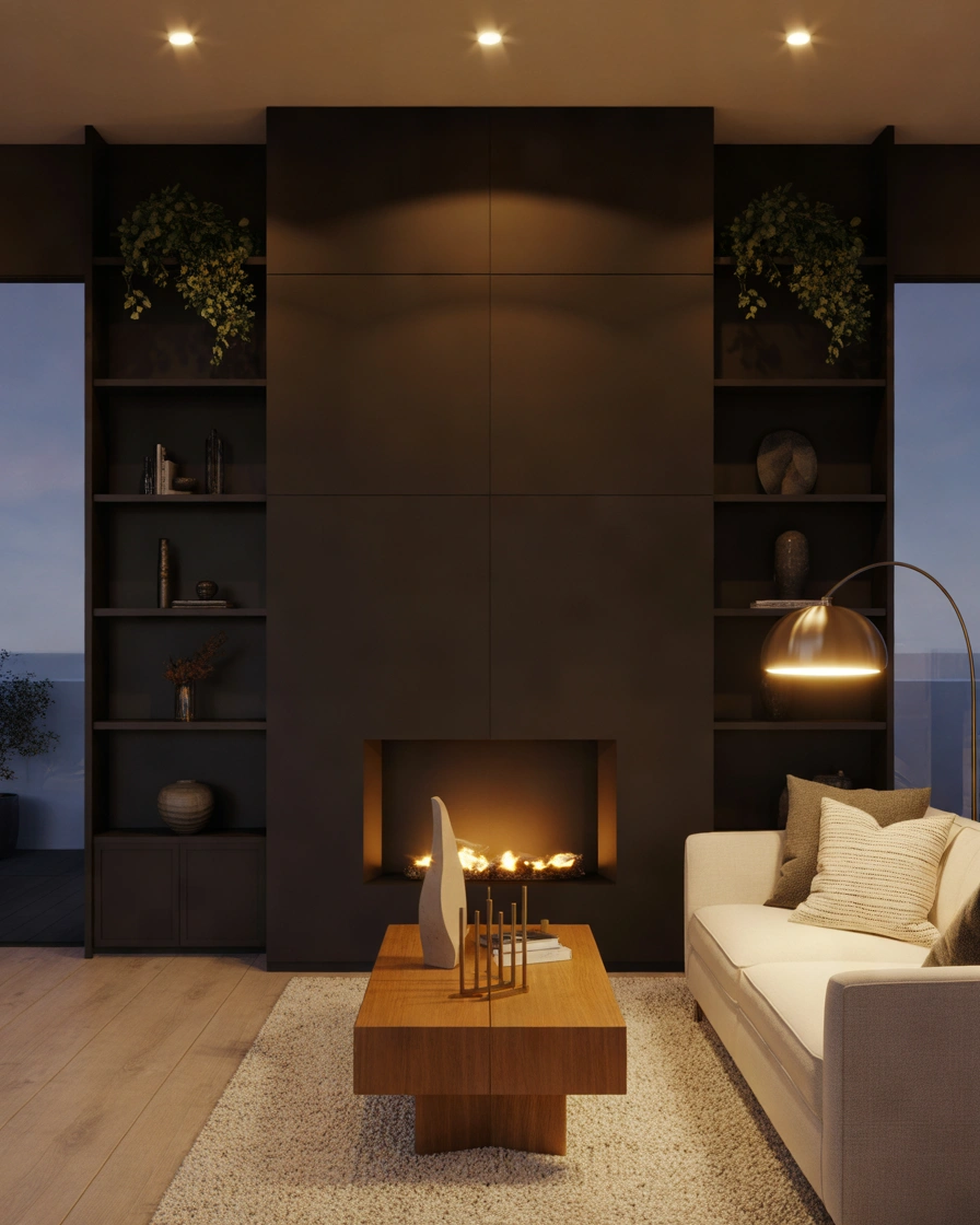 Go Bold With a Dark Fireplace Wall