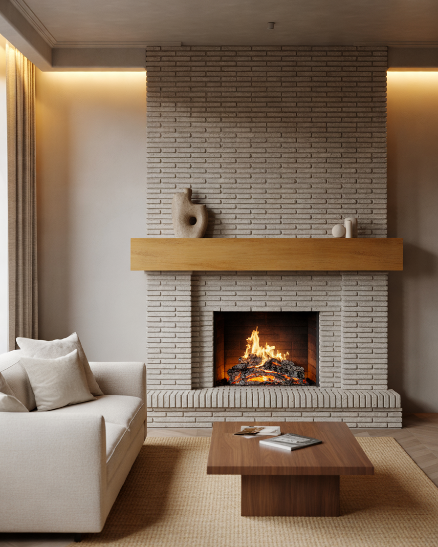 Gray-Brick-Fireplace-for-a-Neutral-and-Sophisticated-Interior