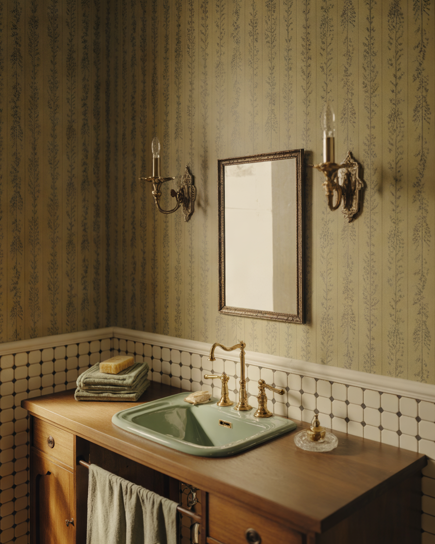 Green-Striped-Bathroom-Wallpaper