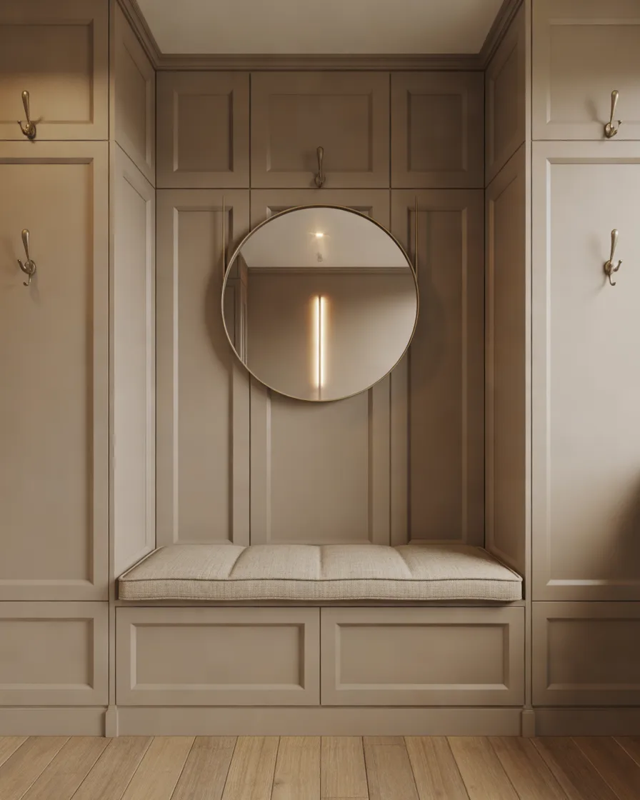 Hallway-Panelling-with-a-Built-In-Bench