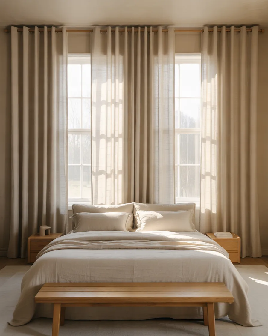 Hang-Floor-Length-Beige-Curtains-for-a-Softer-Atmosphere