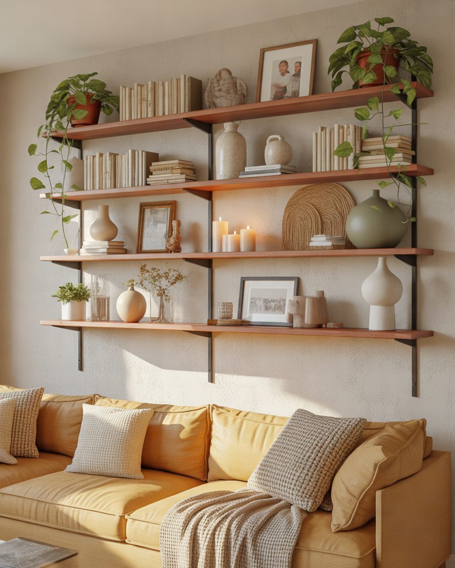 Install-Floating-Shelves-to-Display-Meaningful-Decorations