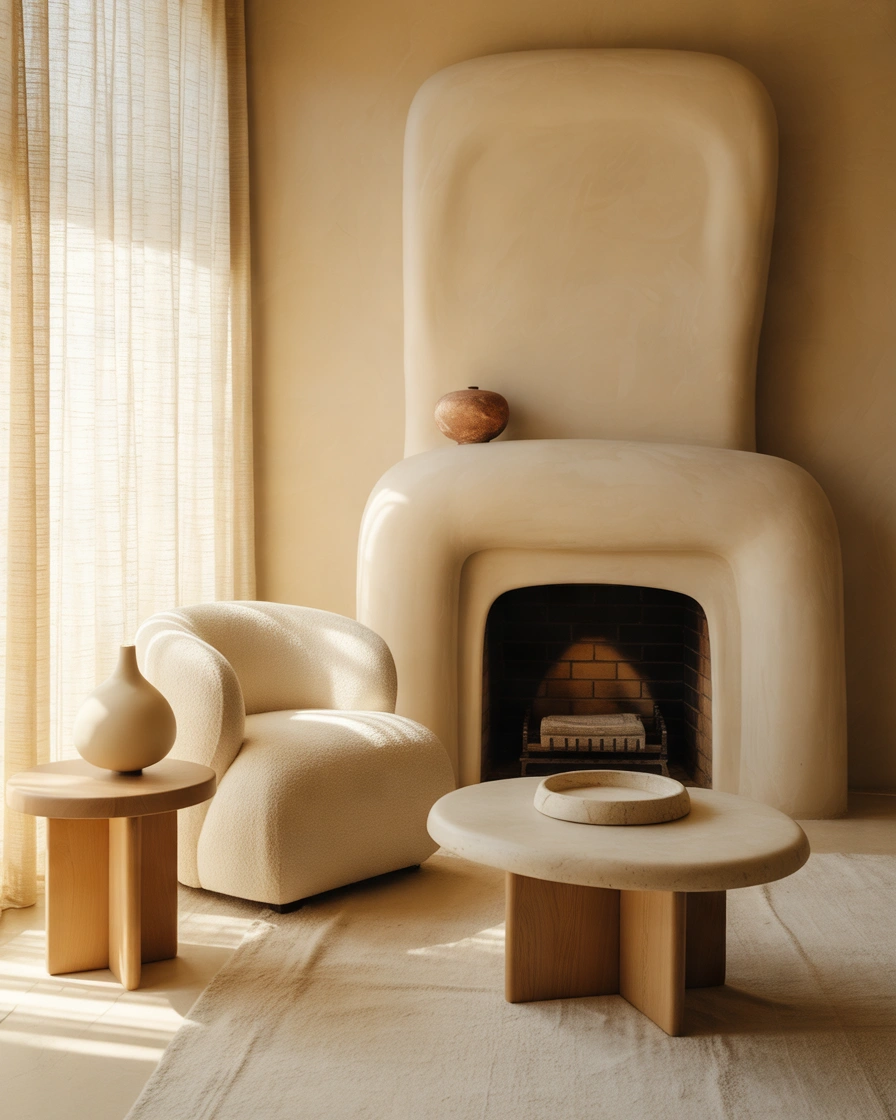 Keep Things Clean With a Minimalist Plaster Fireplace