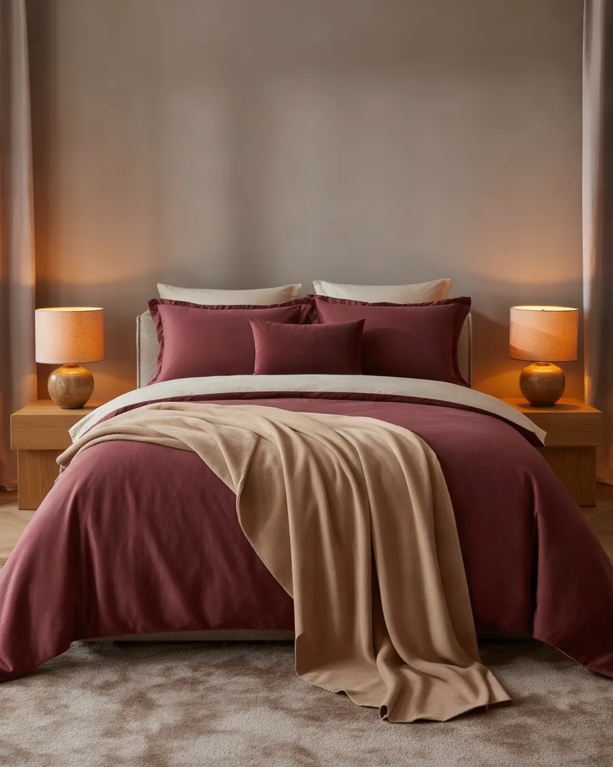Layer-Burgundy-Bedding-for-a-Cozy-Look