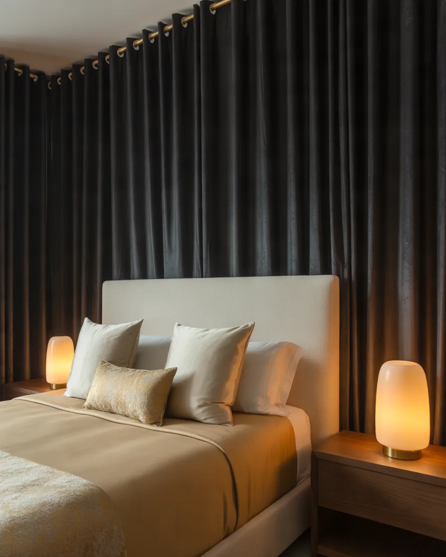 Luxurious-Black-Velvet-Curtains-for-an-Elegant-Bedroom