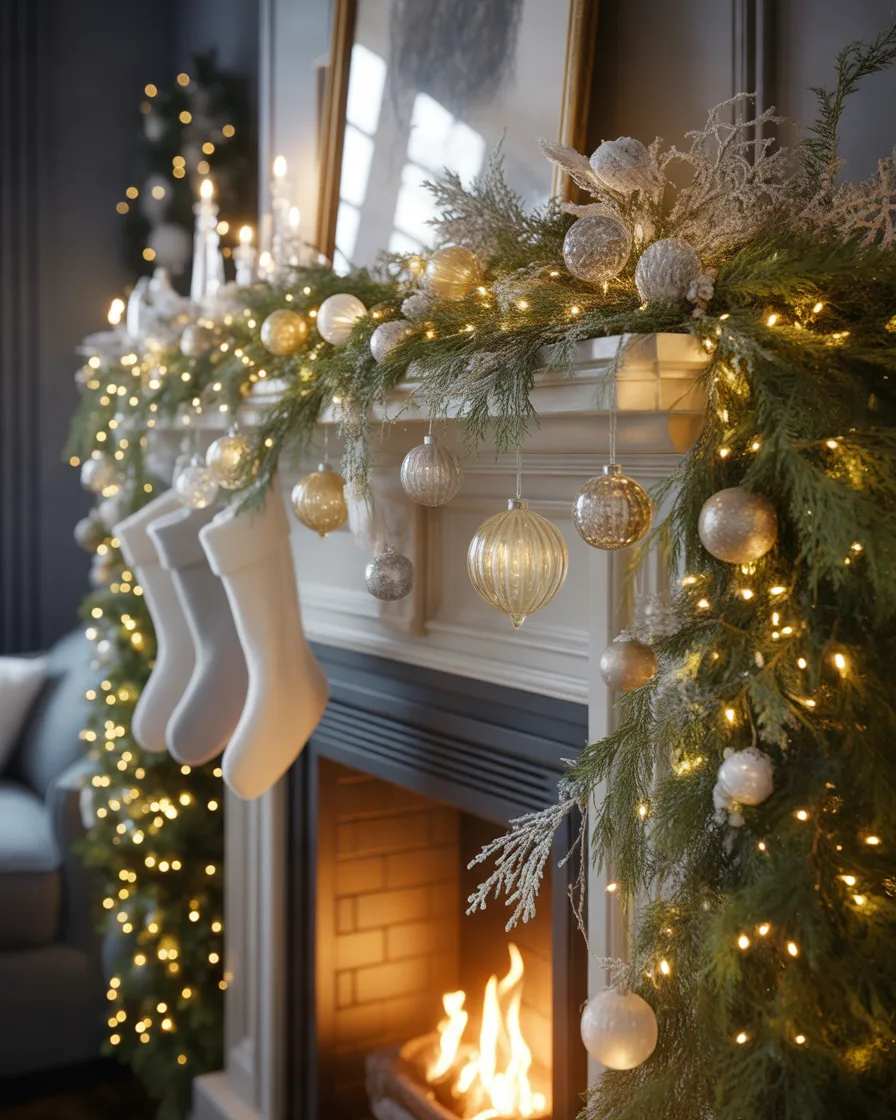 Magical-Christmas-Fireplace-With-Fairy-Lights
