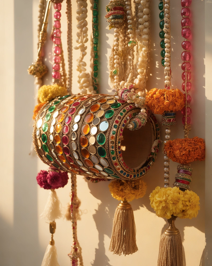 Make a Dholki Decor Wall With Bangles and Parandas