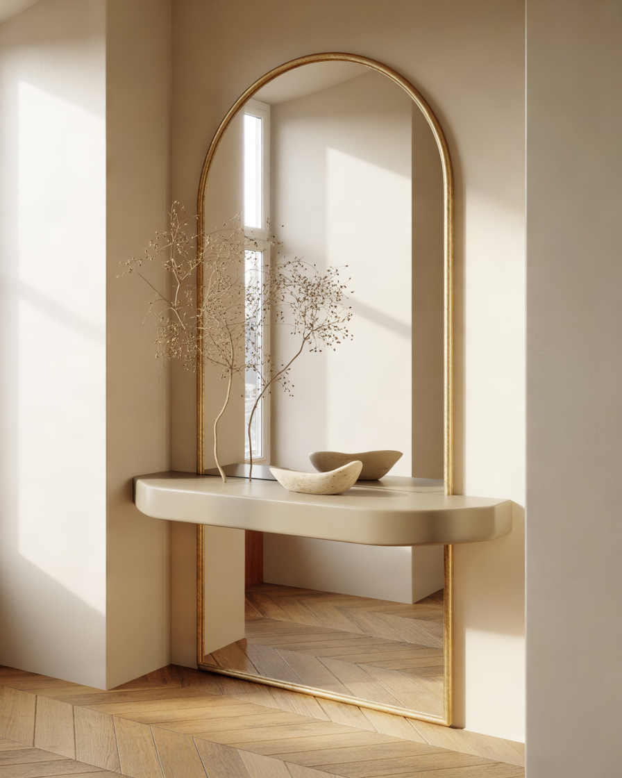 Make-a-Small-Entrance-Feel-Bigger-With-an-Oversized-Statement-Mirror