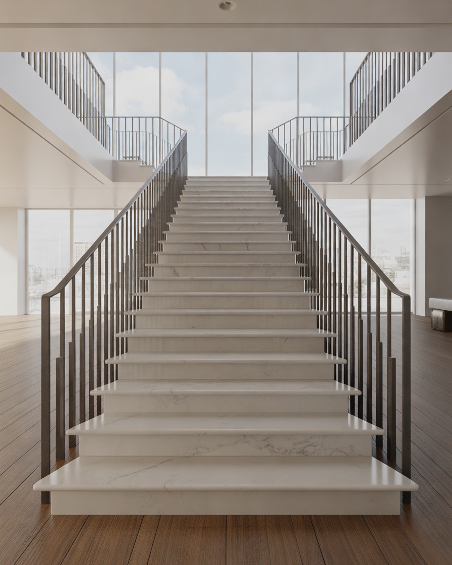 Marble-Stairs-with-Metal-Railing-for-Contemporary-Homes
