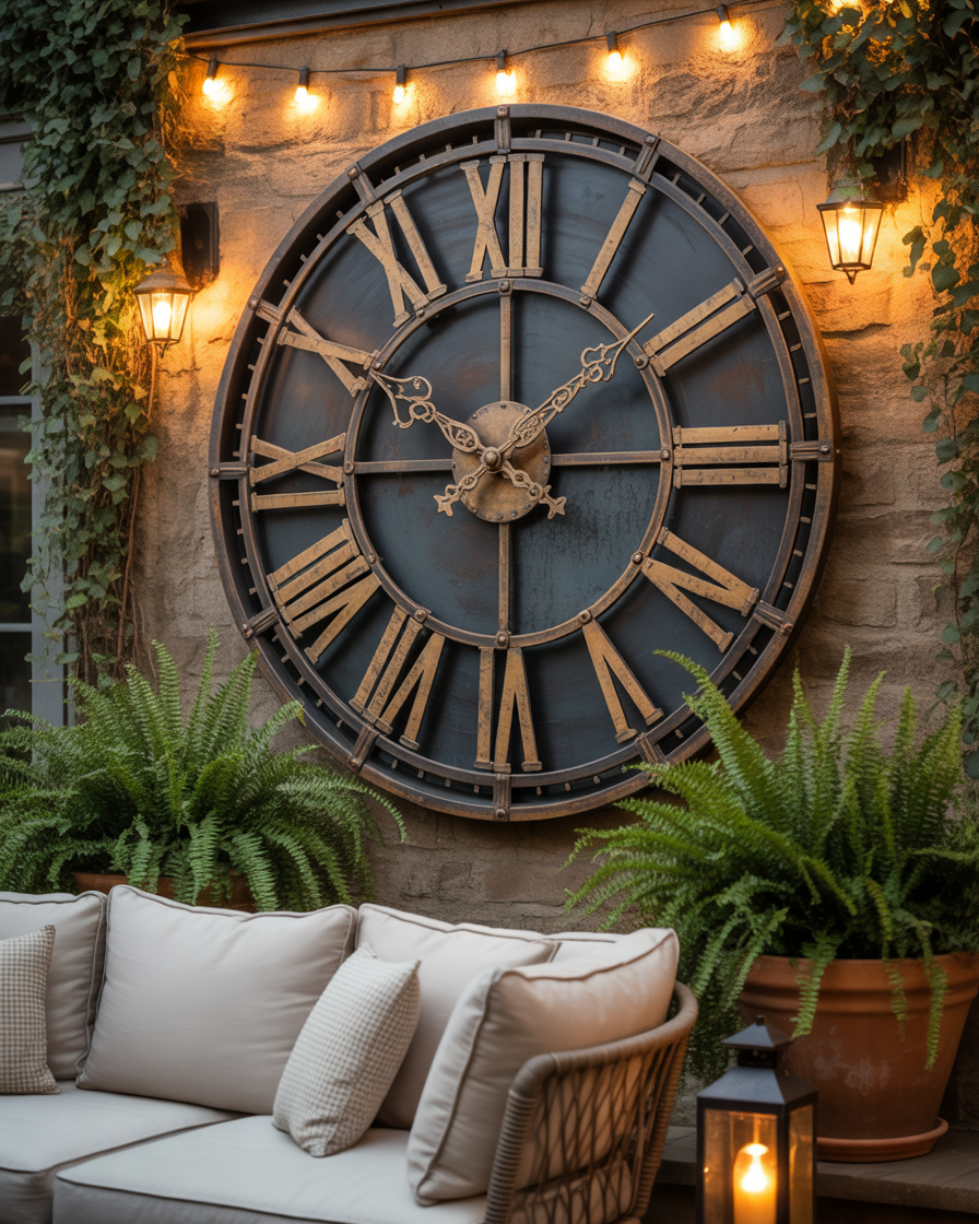 Metal-Clock-Wall-Decor-for-a-Functional-Outdoor-Feature