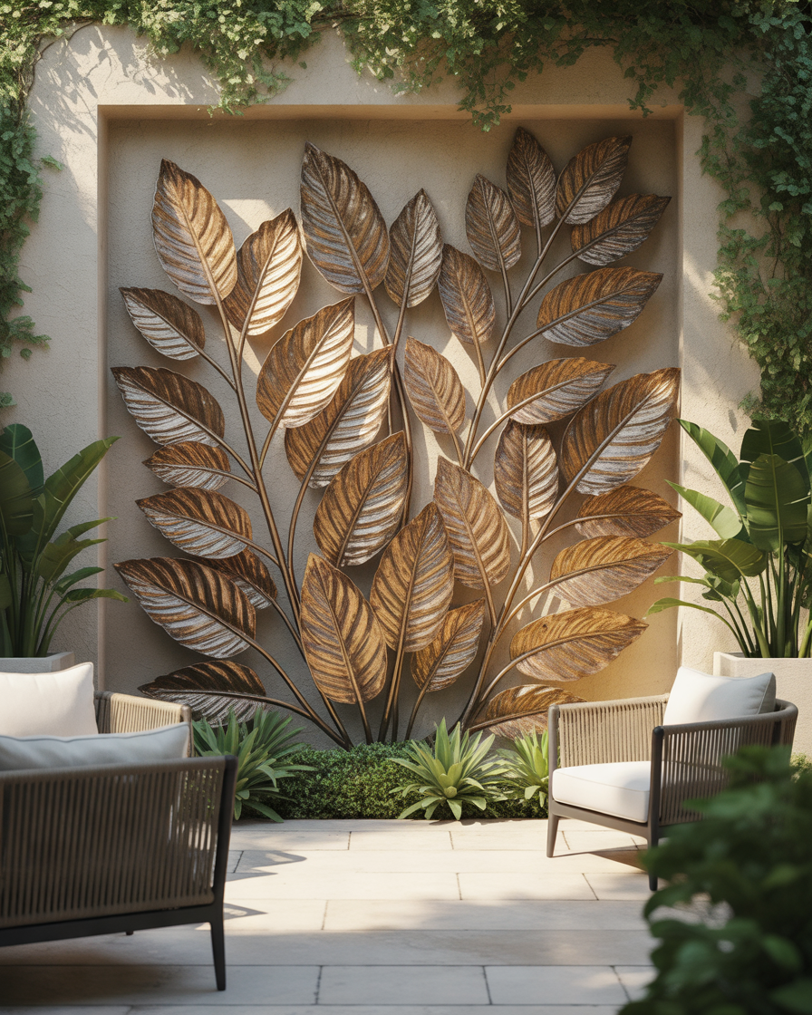 Metal-Leaf-Wall-Art-for-a-Natural-and-Elegant-Exterior
