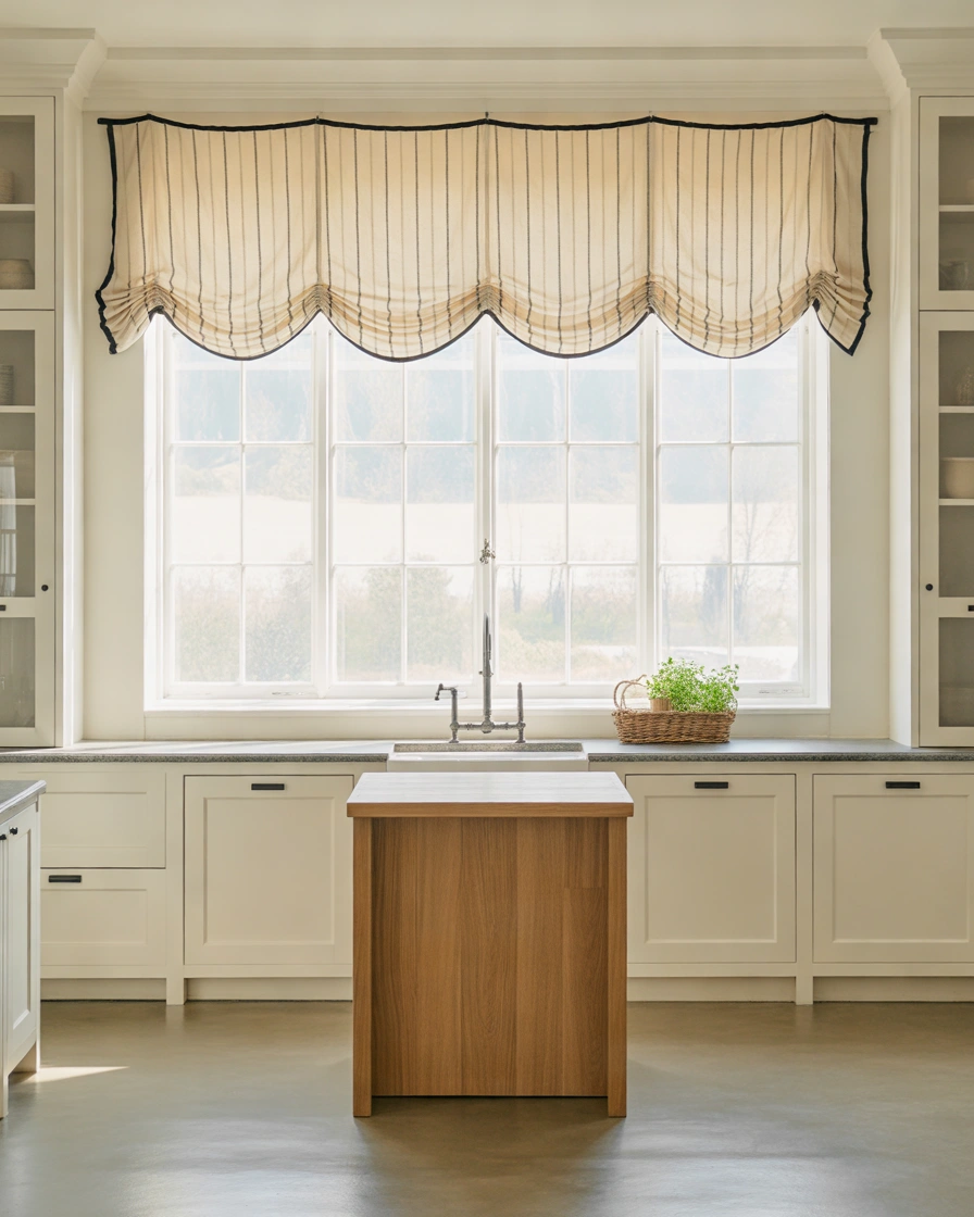 Modern Farmhouse Black and Cream Valance