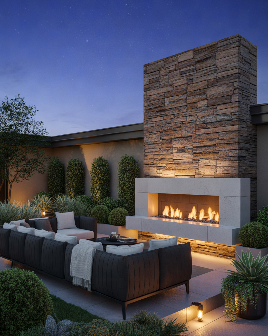 Modern-Outdoor-Fireplace-for-Stylish-Exterior-Living
